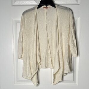 Calypso St. Barth 100% Linen Asymmetrical Open Front Cardigan